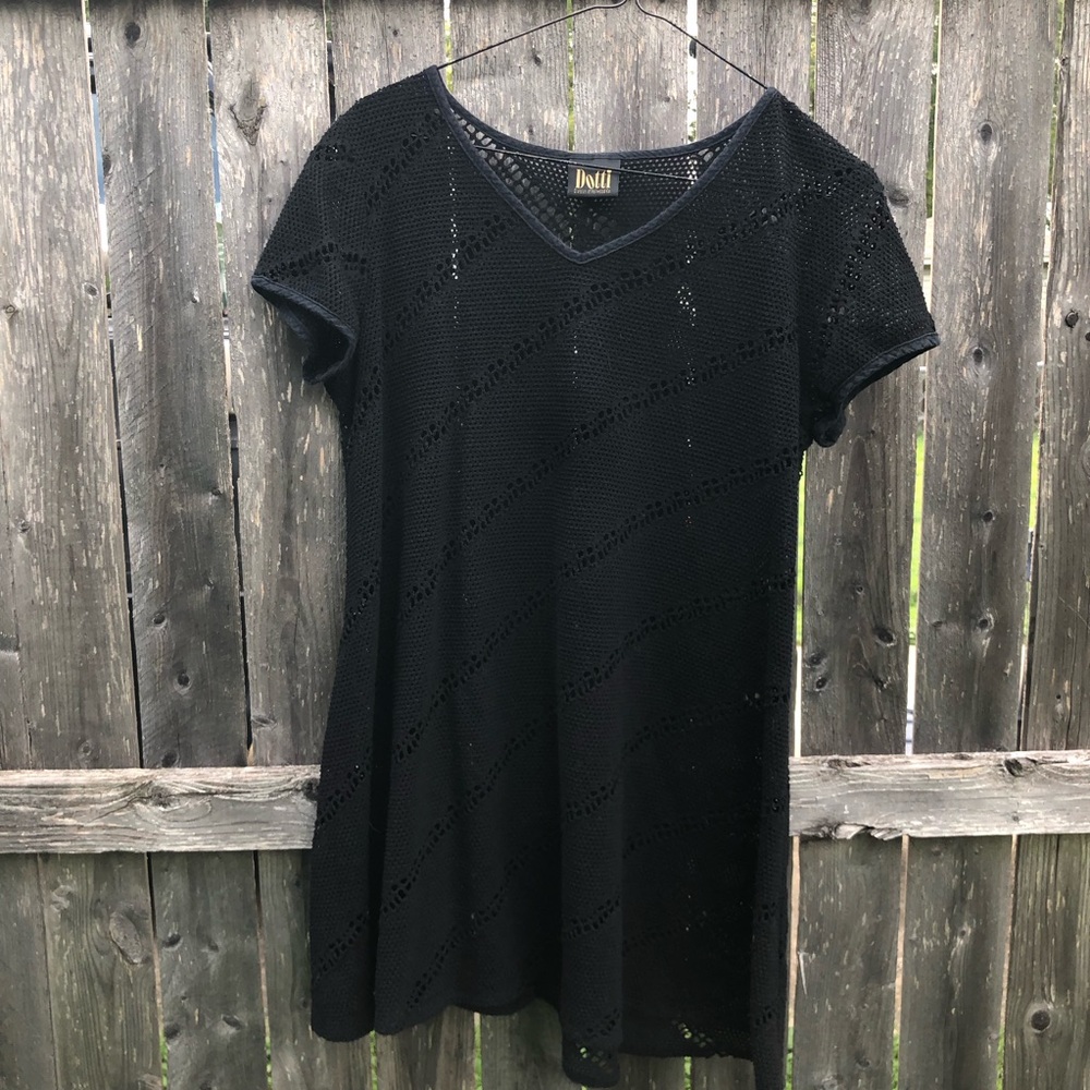 Vintage Dotti Black Short Sleeve mesh beach dress cover up
